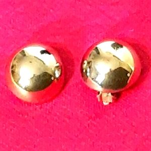 Coro Vintage Silver Disco Dome Clip Earrings